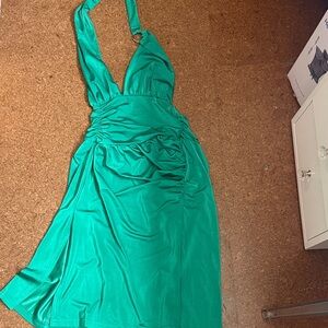 Elegant Green Halter Dress